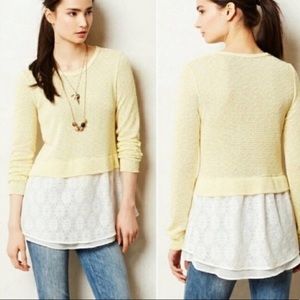 Anthro Clu + Willoughby Layered Yellow Sujet Lace Top